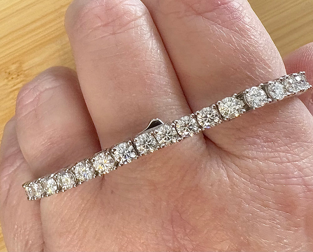 The certified “Ultimate Moissanite Tennis Bracelet” with masterful construction and “invisible” clasp in Argentium OR sterling silver!