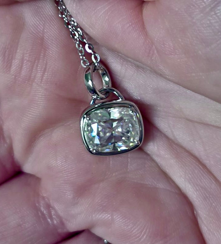 My 5ct cushion-cut “A Second Look” pendant necklace in sterling silver and 18k! Don’t let your eyes deceive you!
