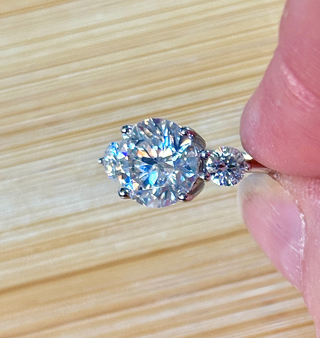 Moissanite bridal set. A certified 3ct Moissanite with a FULLY Moissanite double ring guard, for 5.08cttw! Wear them separately or together!