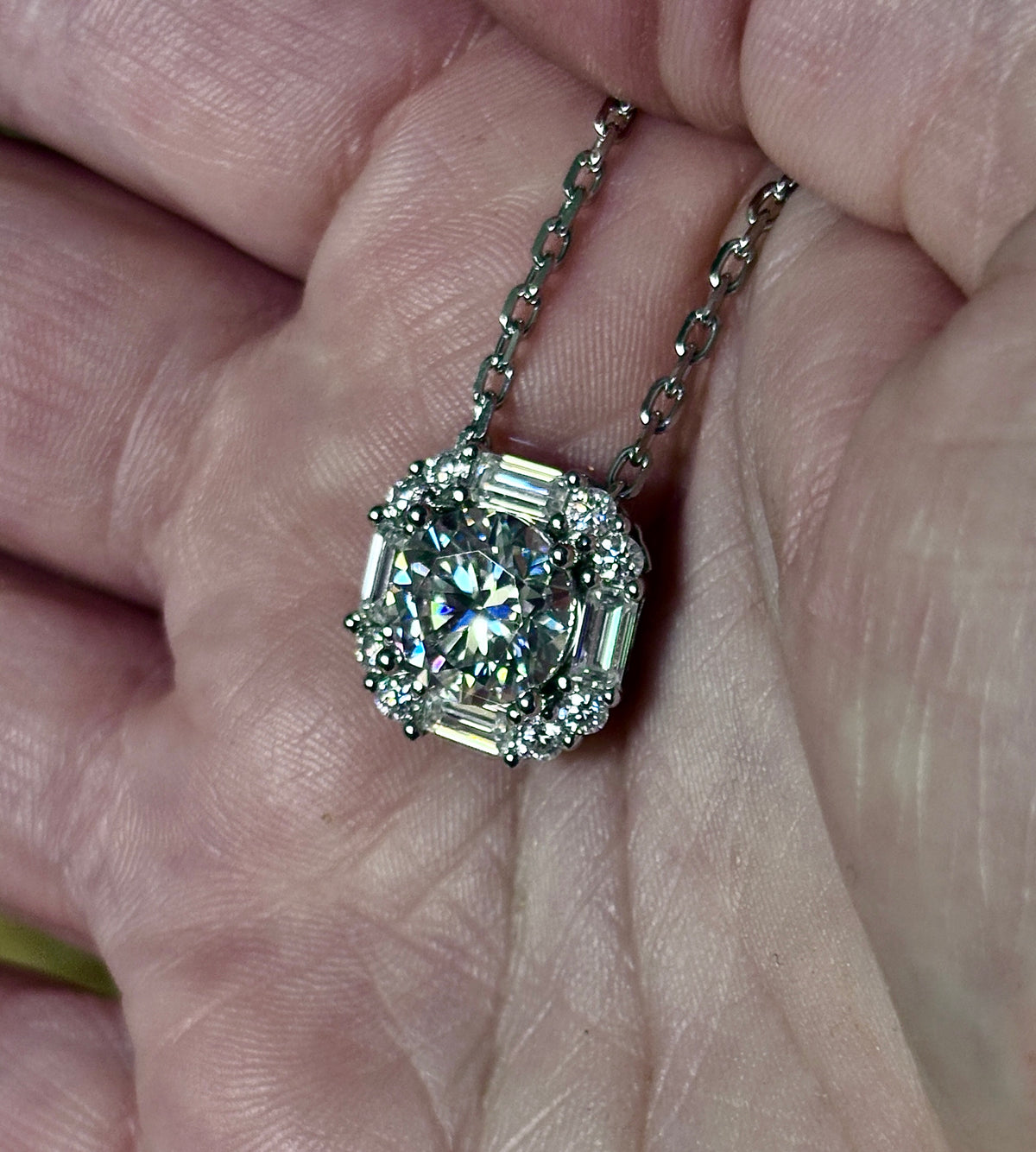 5.8ctw “Opulent Octagon” fully Moissanite pendant necklace in sterling silver and 18k!