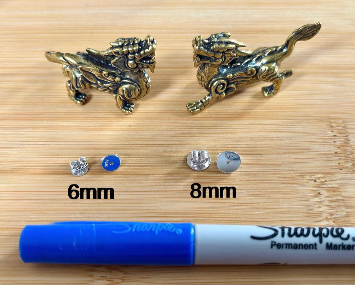 Locking earring backs (stainless steel), sterling silver replacement backs, sterling silver “UFO” security backs and silicone backs.