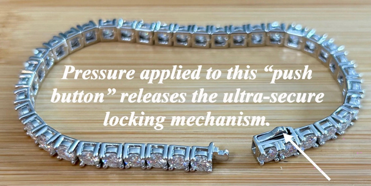 The certified “Ultimate Moissanite Tennis Bracelet” with masterful construction and “invisible” clasp in Argentium OR sterling silver!