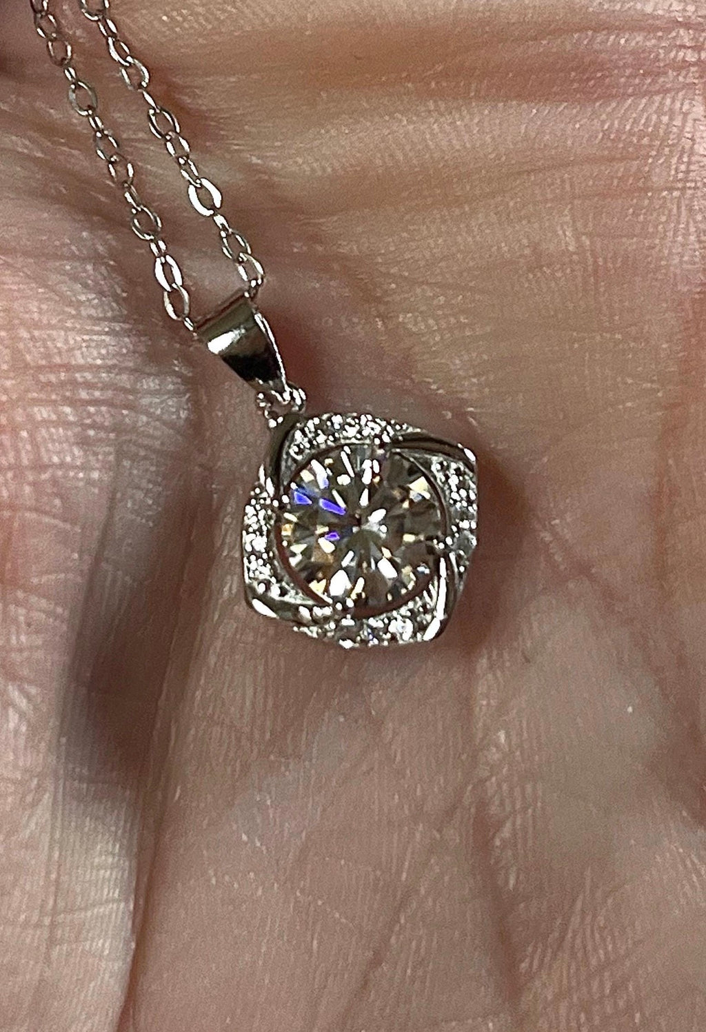 Moissanite necklace. Certified 1ct Moissanite “Quasar” design pendant! Be the star of the show wearing this unique, contemporary design!