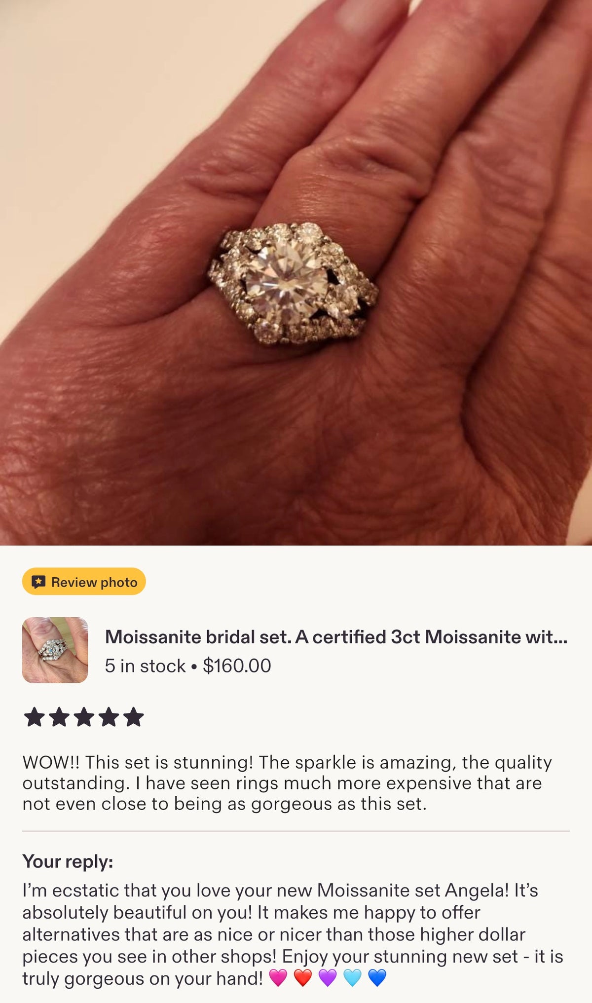 Moissanite bridal set. A certified 3ct Moissanite with a FULLY Moissanite double ring guard, for 5.08cttw! Wear them separately or together!