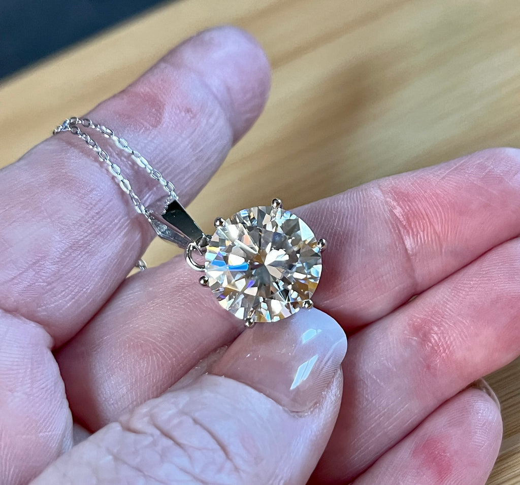 10ct certified Moissanite pendant necklace! The GREAT-granddaddy of all my solitaire necklaces!