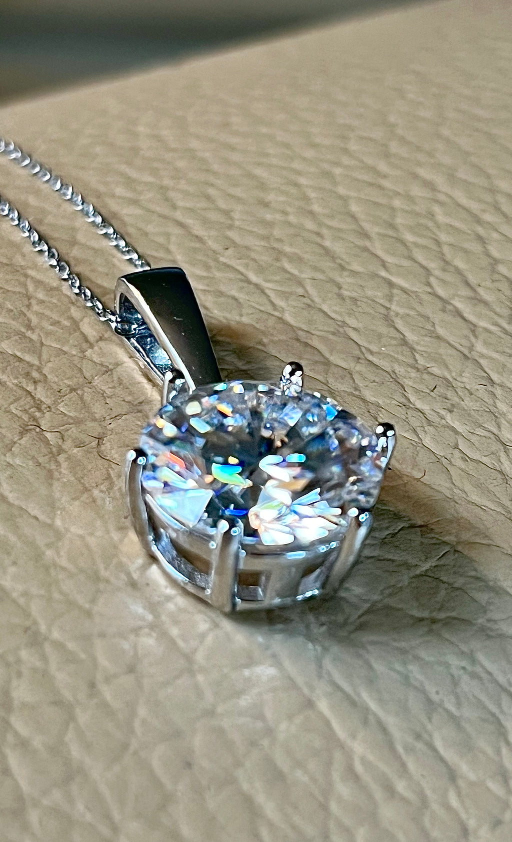 10ct certified Moissanite pendant necklace! The GREAT-granddaddy of all my solitaire necklaces!