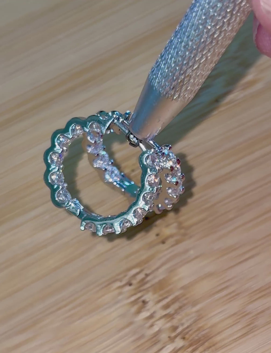 Moissanite hoops. A certified 2.6cttw pair of flashy Moissanite hoops - just like porridge, not too big and not too small, but *just right*!