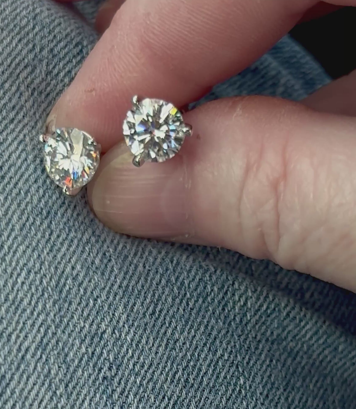 Moissanite earrings. A 4cttw certified pair of Moissanite martini studs with screw-on ear nuts - a simply elegant, classic & STUNNING pair!