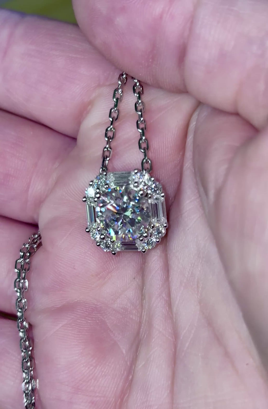 5.8ctw “Opulent Octagon” fully Moissanite pendant necklace in sterling silver and 18k!