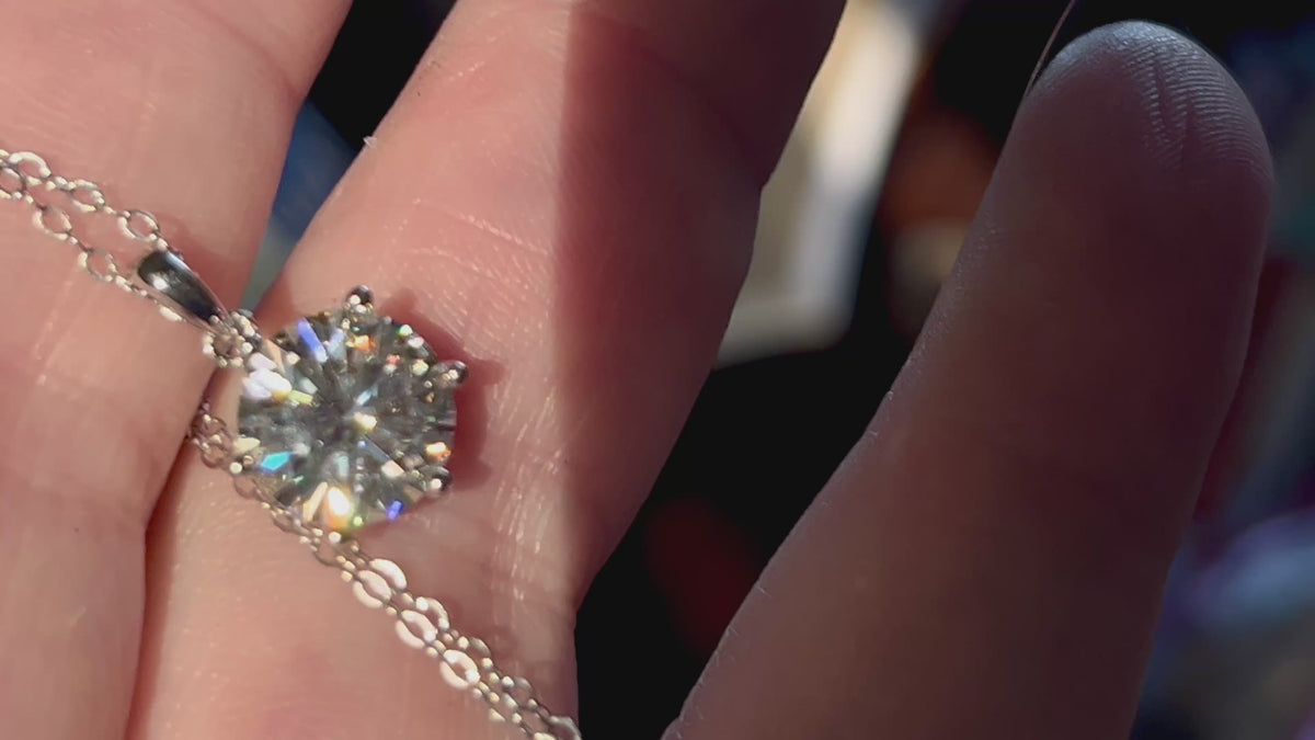 CERTIFIED Moissanite solitaire necklaces. A 1, 2, 3 or 5ct Moissanite in sterling silver and 18k! (10ct also, but listed separately!)