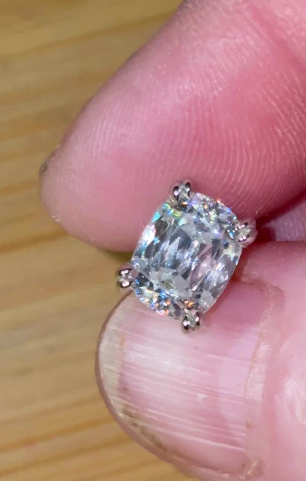 6ctw Ashoka-cut Moissanites in Argentium silver, hand-cut by a Master lapidary! These studs are the highest of the high end!