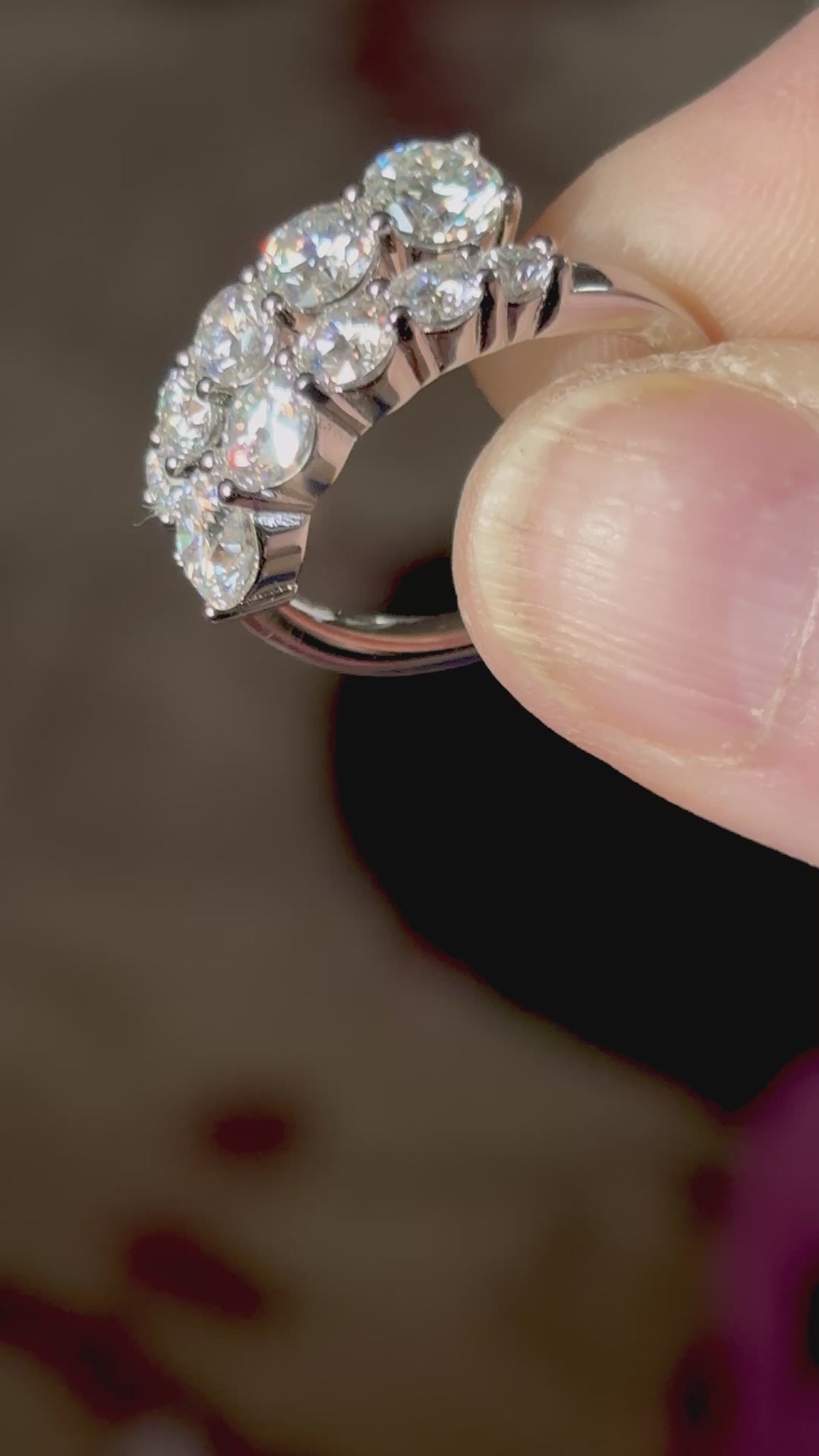 Moissanite ring. A deliciously decadent, sparkling 3.46cttw certified Moissanite bypass ring in heavy sterling or ARGENTIUM silver and 18k!