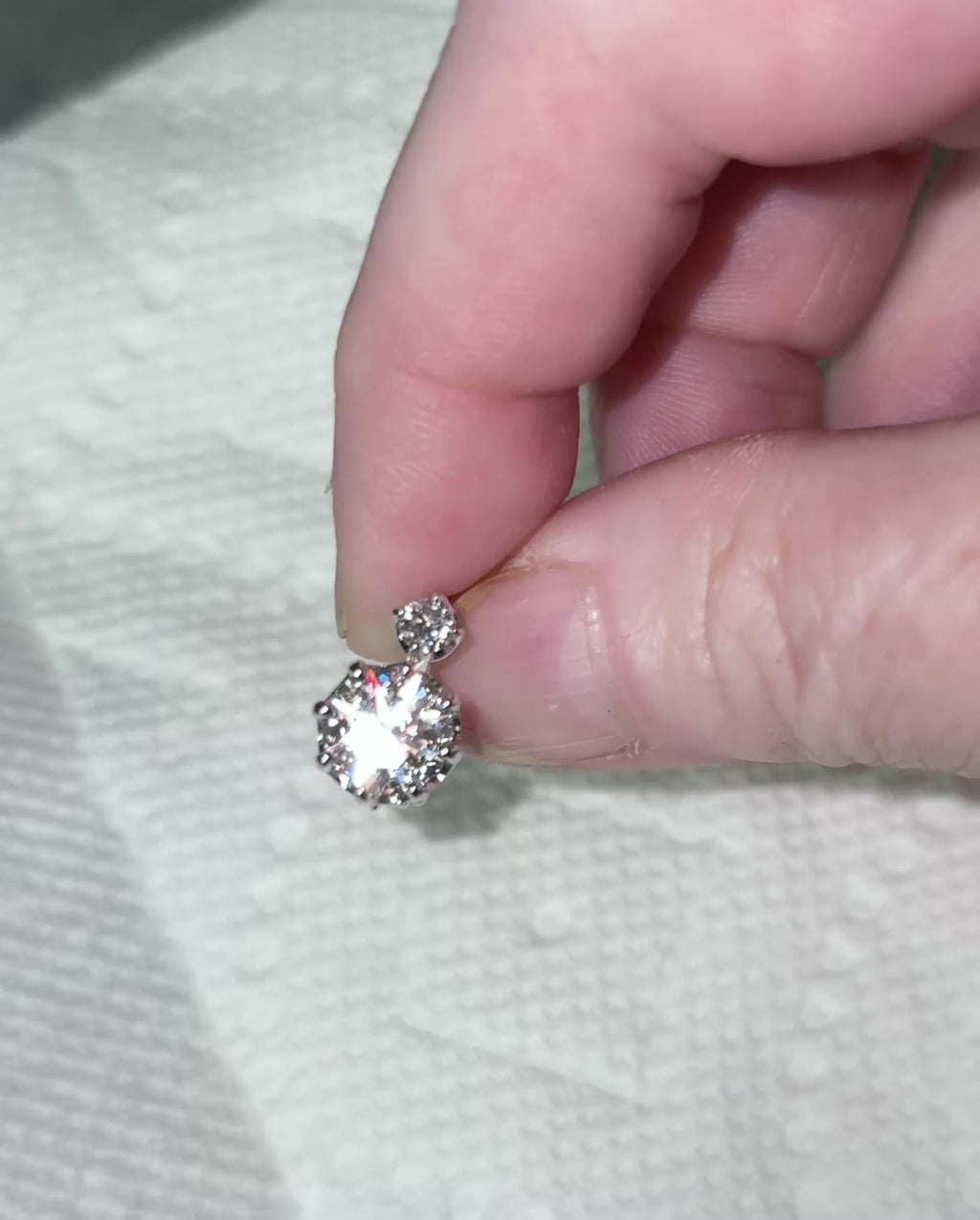 A Victorian inspired 4.2cttw certified pair of Moissanite 2-stone buckle back earrings in Argentium silver! Minimalist glam!