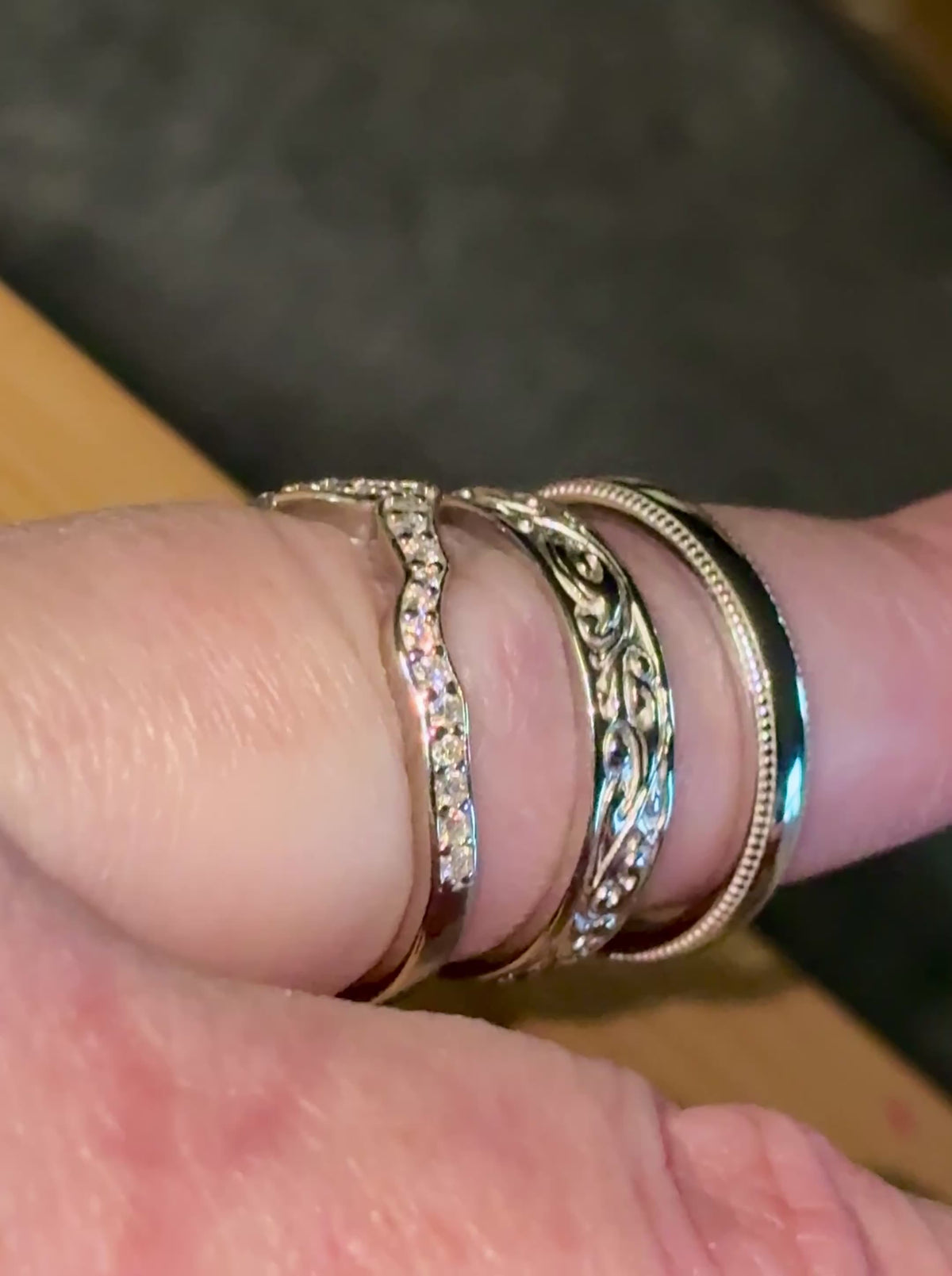 Durable *genuine* 935 Argentium & 18k everyday bands to pair with my rings or wear alone! Sturdy silver resistant to tarnishing and dings!