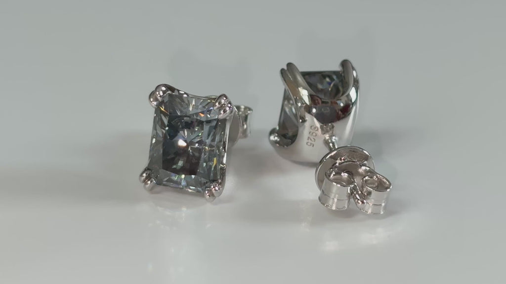 6 cttw Gray Radiant Moissanite Studs (Double Certified)